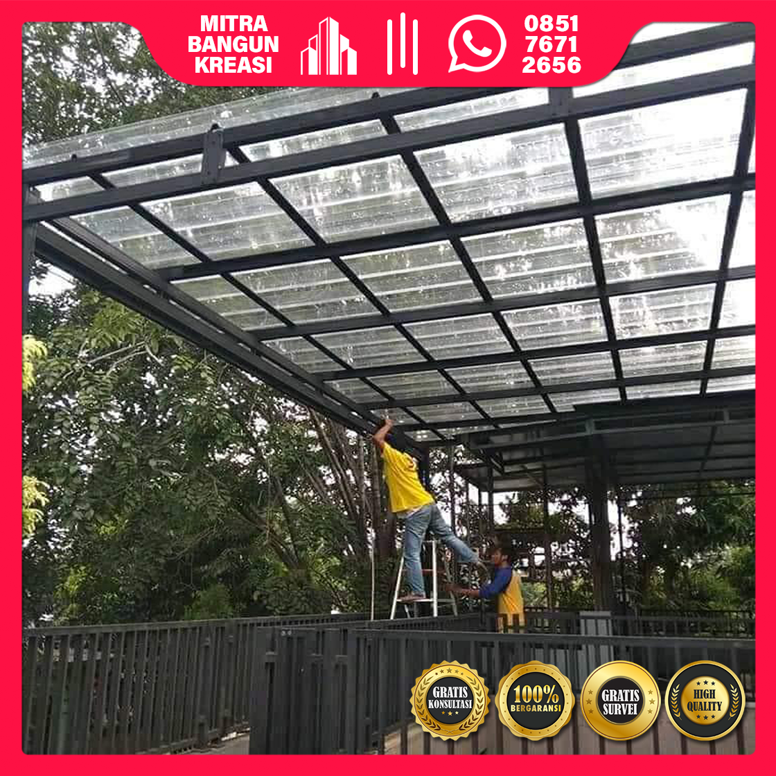 Kanopi Baja Ringan Atap Polycarbonate Gelombang