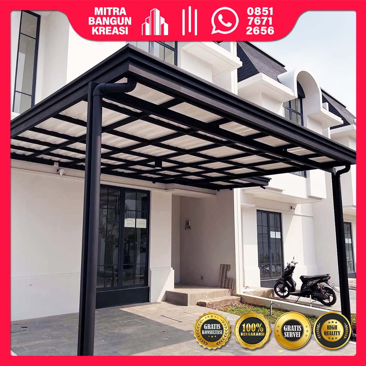 Kanopi Besi Hollow Atap uPVC (Alderon/Dr Shield/Setara)
