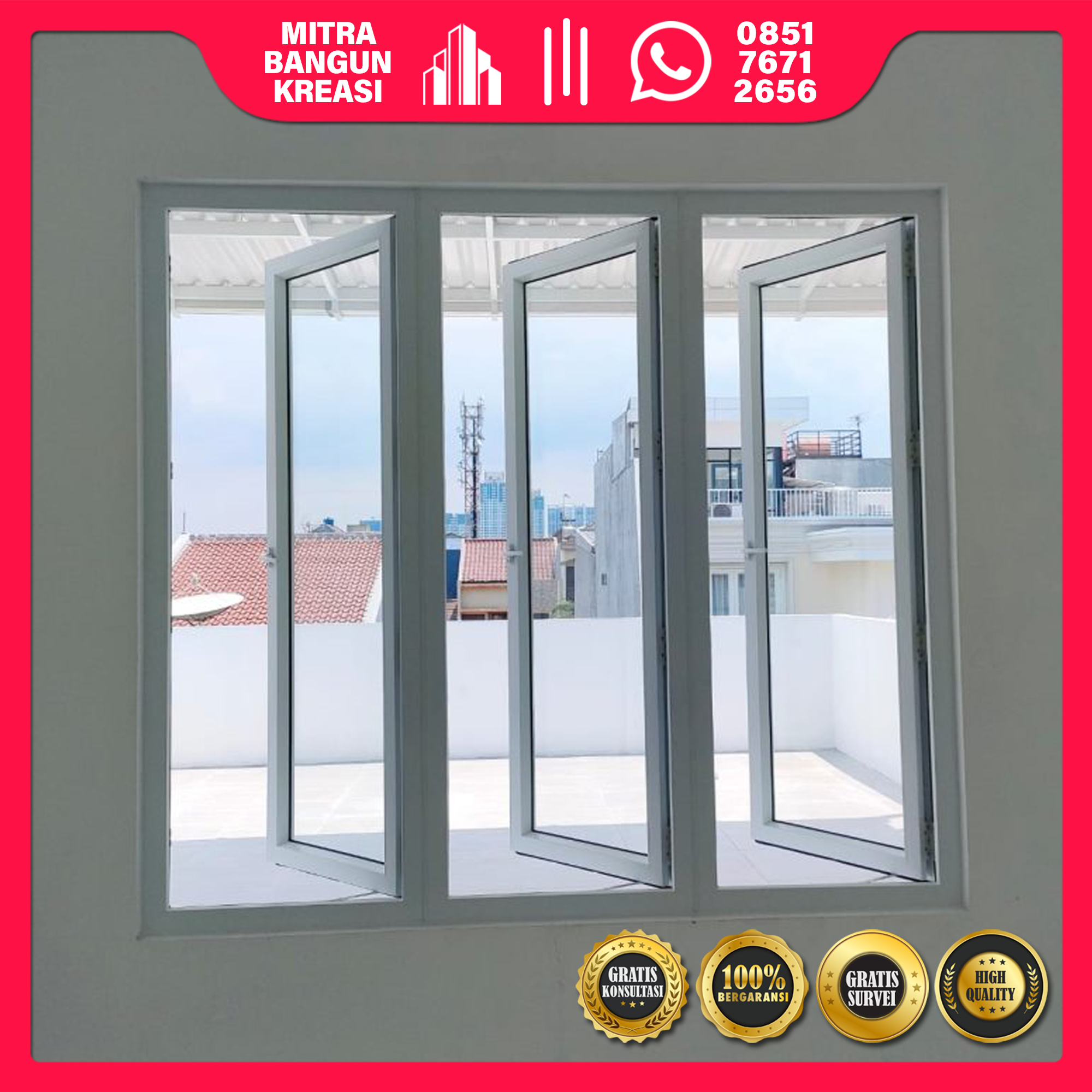 Jendela Aluminium Kaca Model Swing