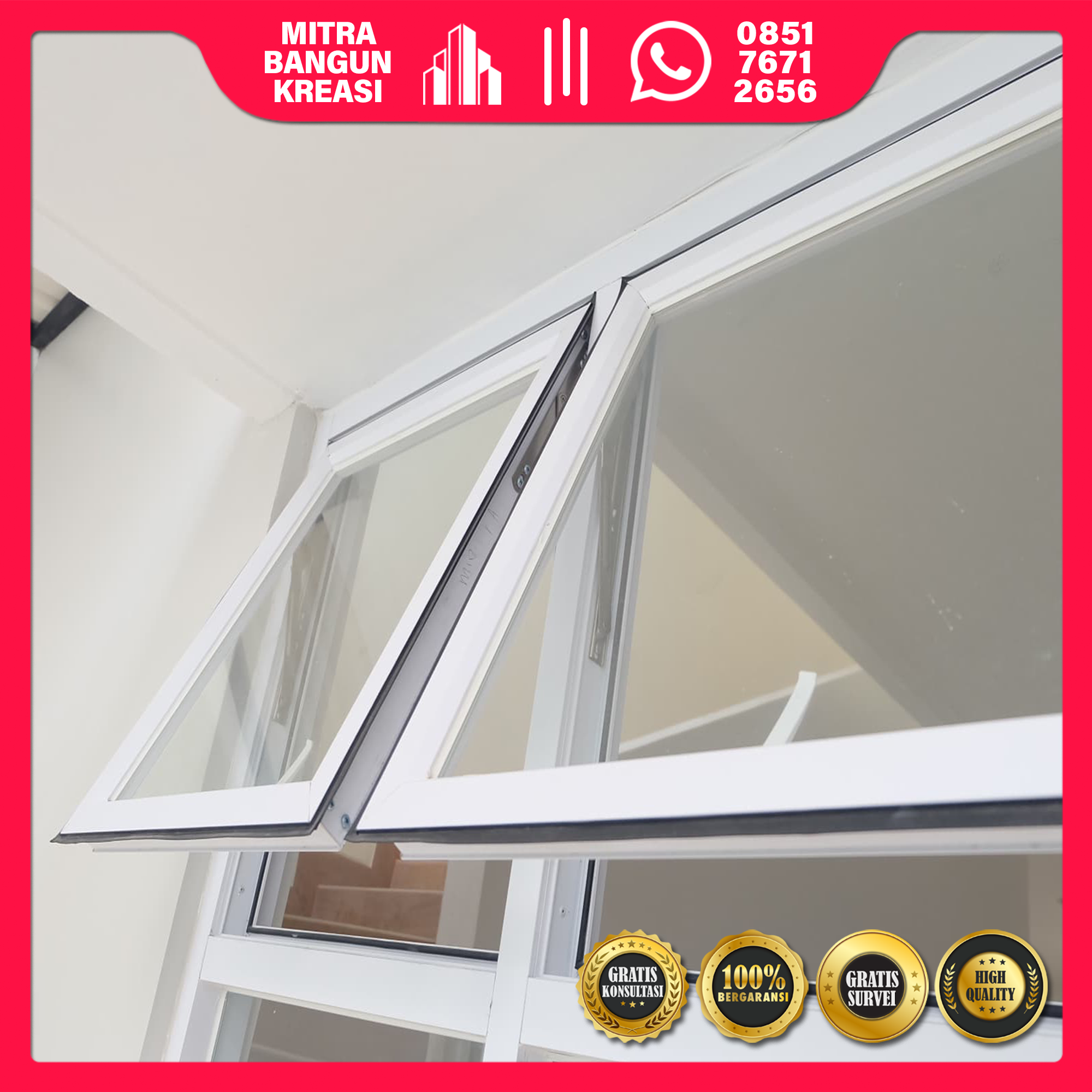 Jendela Aluminium Kaca Ventilasi