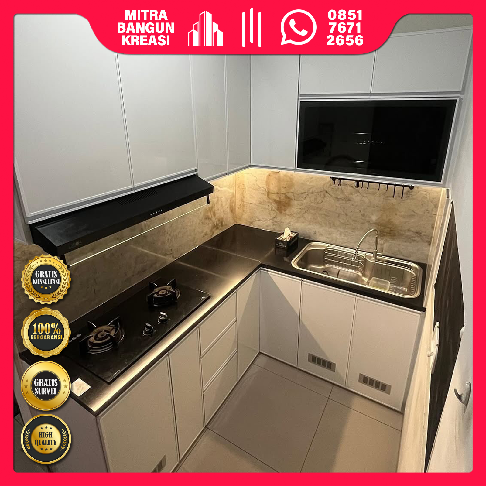 Kitchen Set Aluminium ACP Putih