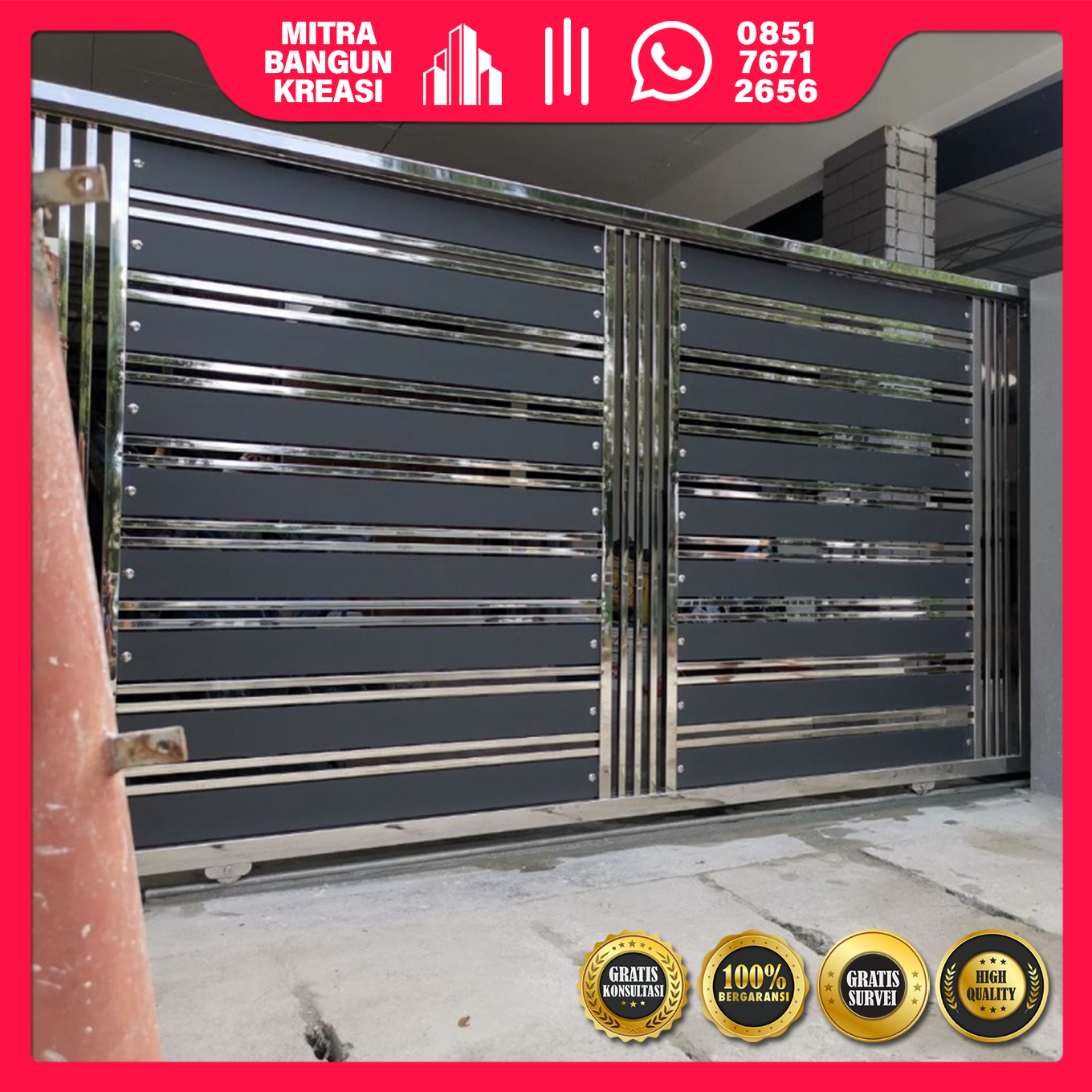 Pagar Stainless Steel Kombinasi