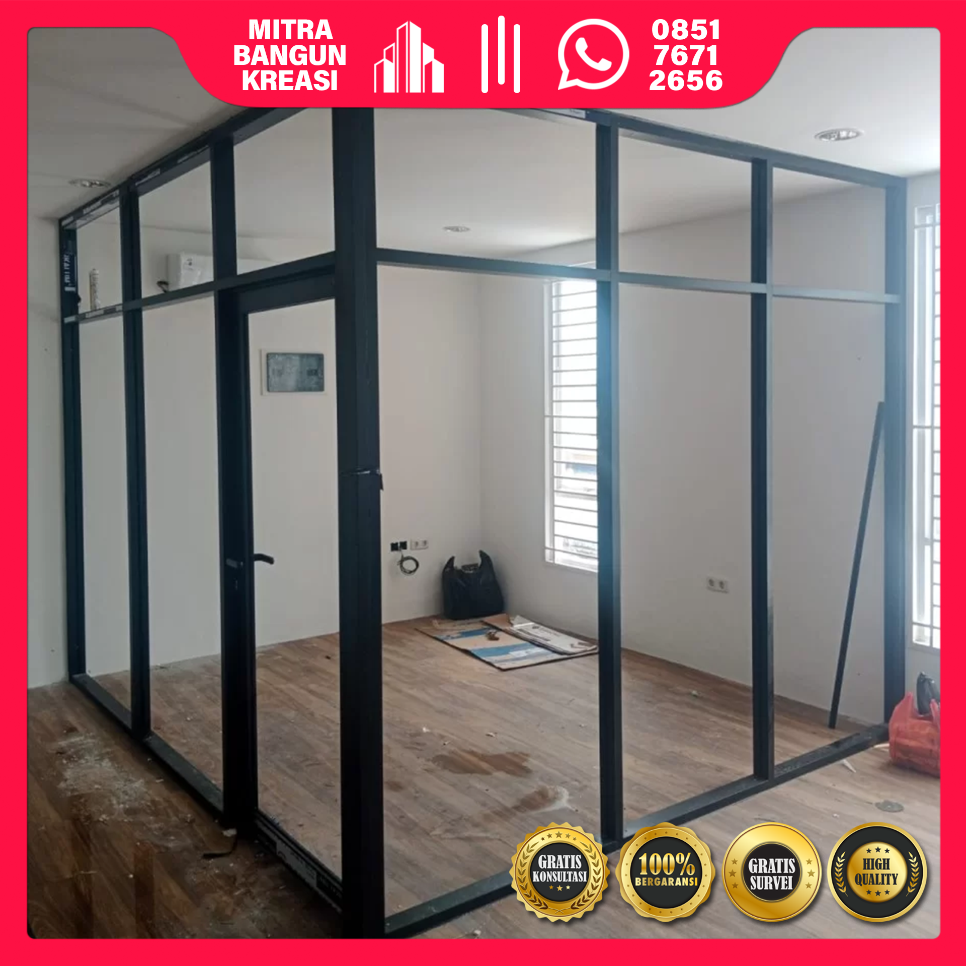 Partisi Sekat Aluminium & Kaca
